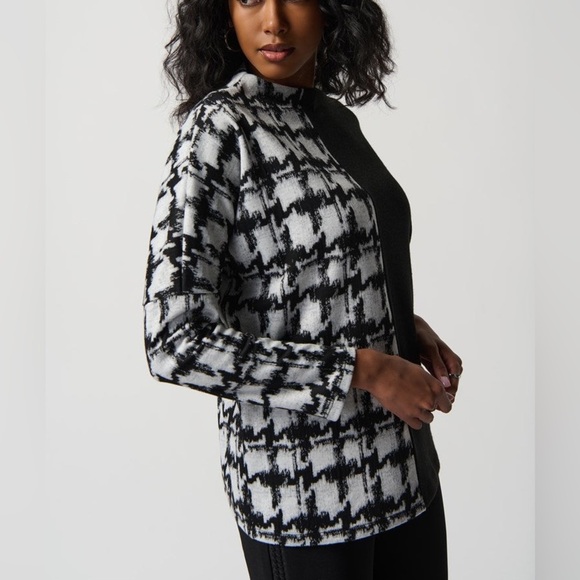 NWT Joseph Ribkoff Canada Plus Sz 16 Houndstooth Sweater Black And White - Picture 2 of 13